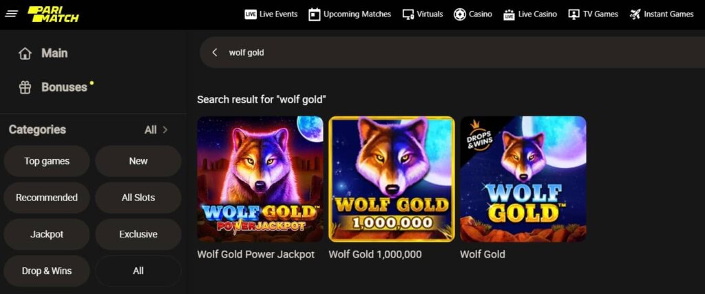 wolf gold parimatch